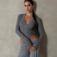 womens sexy bodysuit v neck buttons knitted bodysuit women black long sleeve rompers jumpsuit 2021one pieces bodysuits body y2k