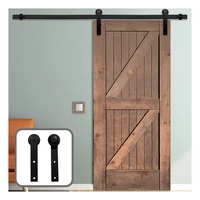 gifsin 4 9 6ft sliding barn door hardware kit top mounted hanger track black steel closet door roller rail for single door