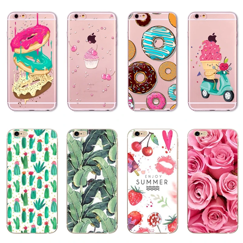 Силиконовый чехол с цветочными листьями для iPhone 7 7Plus 8 8Plus мягкий силиконовый из