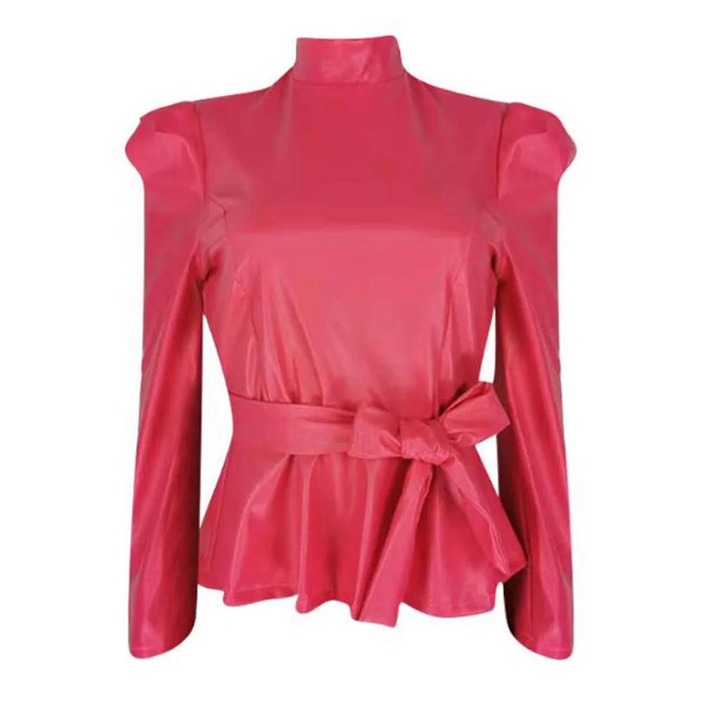 Женский черный пуловер из искусственной кожи топы рубашки с длинным рукавом и