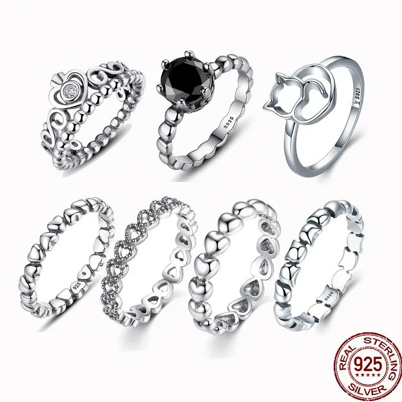 Серебряная корона обручальные кольца с кристаллами европейские подлинные