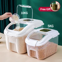20kg kitchen storage container insect proof moisture proof rice box with wheel sealed cereals bucket pet cat food storage box