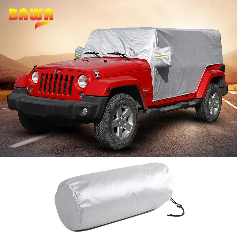 

BAWA Car Cover For Jeep Wrangler JK 2007+ Car Body Dustproof Waterproof Protection Cover Accessories for Jeep Wrangler JL 2018+
