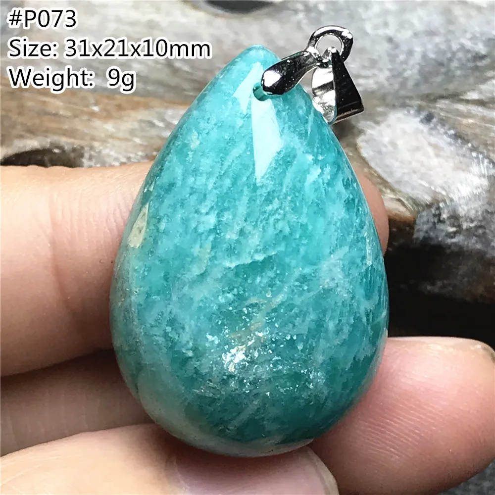 

Top Natural Amazonite Crystal Pendant Jewelry For Woman Man Gift Luck Silver 31x21x10mm Beads Mozambique Water Drop Stone AAAAA