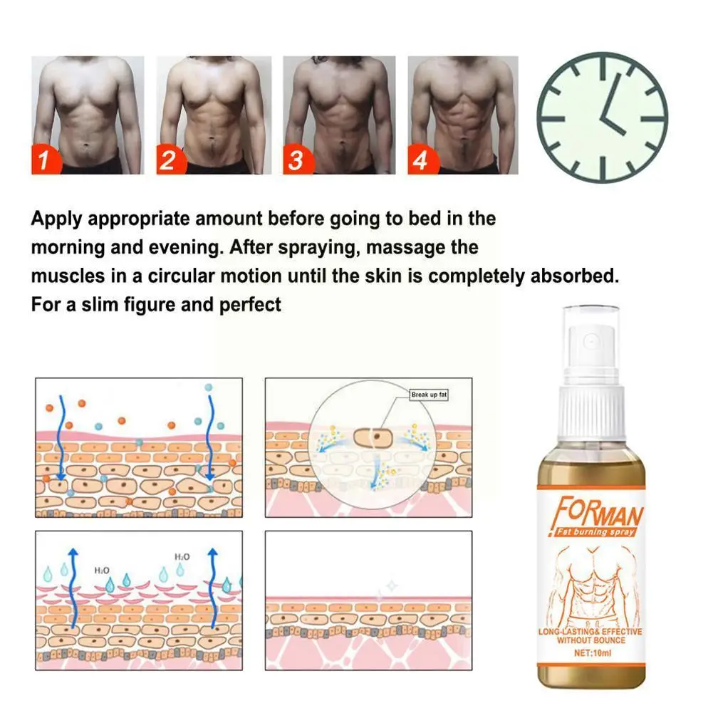 

10ml Powerful Abdominal Muscle Spray Anti Cellulite Fat Slimming Strong Burn Fitness Produ Slim Cream M3e2 Men Loss Weight T9s3