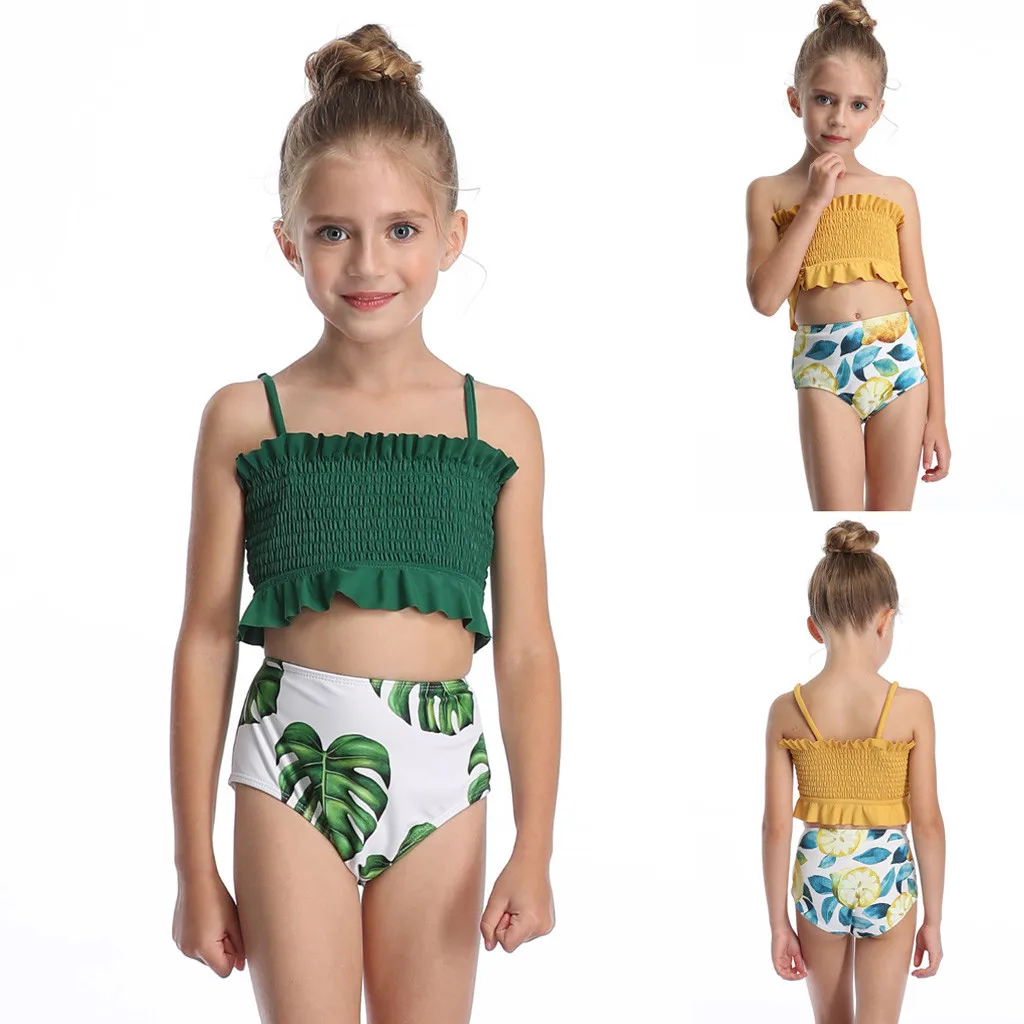 

2021 Fashion Summer Kids Girls Swimsuit Mother And Daughter Print Two Piece Swimsuit Matching Girls Swimwear детский купальник