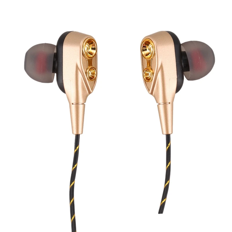 3 5 мм HiFi наушники проводные двойной динамический Quad-core Динамик In-ear гибкий кабель