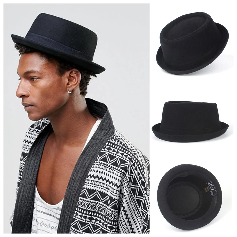 Фетровая шляпа для мужчин плоская из 100% кожи 4 размера|Мужские фетровые шляпы| |