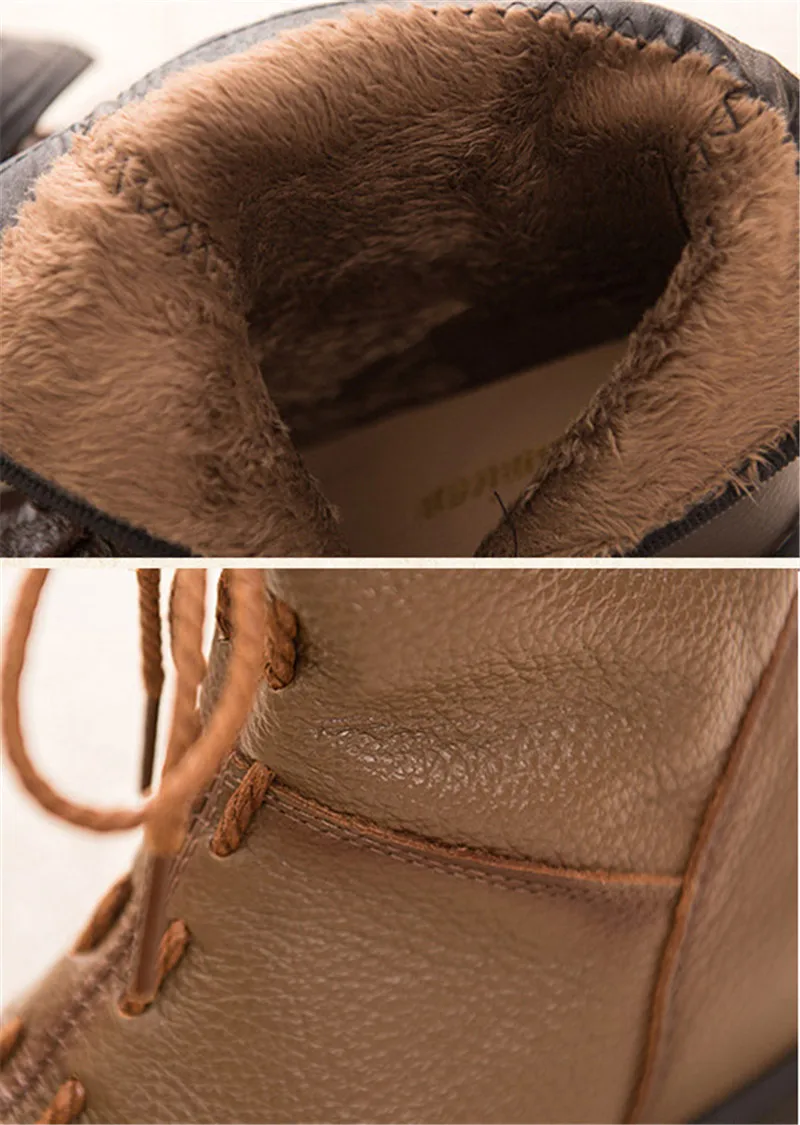 UPUPER Genuine Leather Women's Shoes Handmade Moccasins Shoes Women Booties High Quality Winter Shoes Warm Leather Ankle Boots