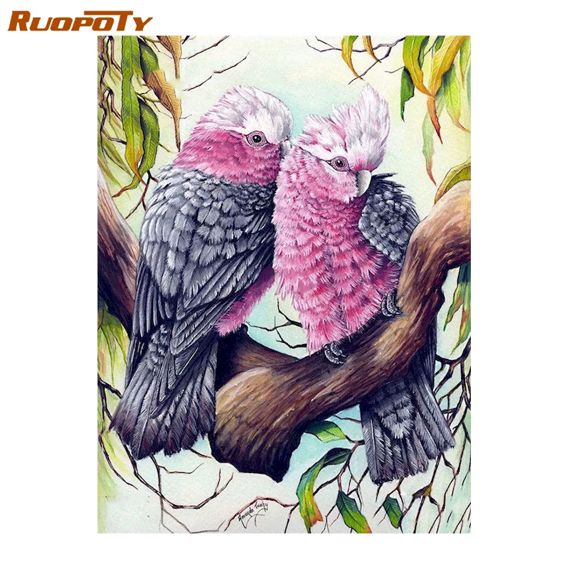 

RUOPOTY 60x75cm Paint By Number Birds Animal Kits DIY Home Decor Painting By Numbers Drawing On Canvas HandPainted Gift