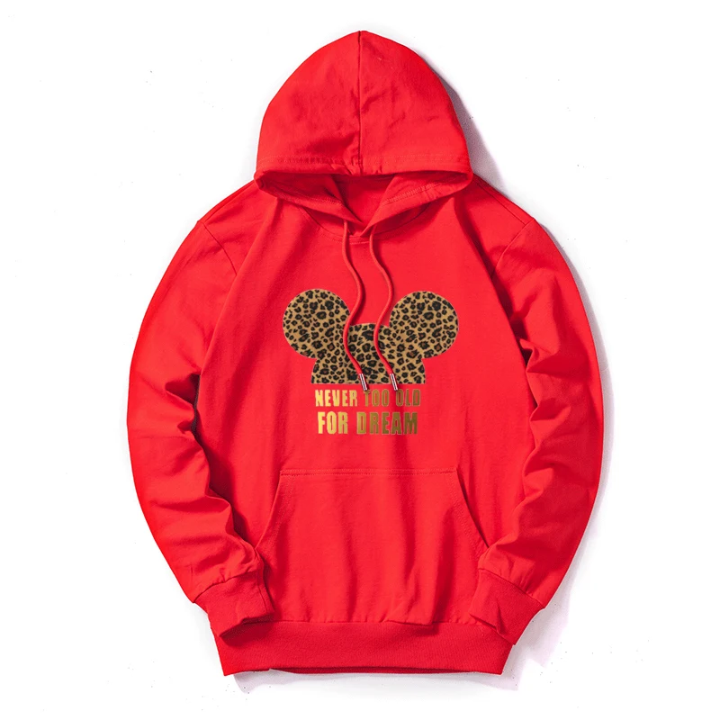 Red4 Women Sweatshirt Cotton Hoodies Autumn Winter Minnie Cartoon Hoodie Print Pullover Long Sleeve Plus Size 5XL White - Цвет: Red4
