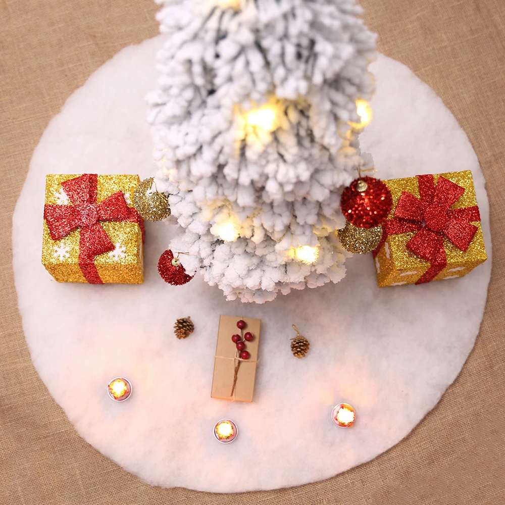 Белая плюшевая Рождественская елка юбка фартуки ковер для рождественской елки