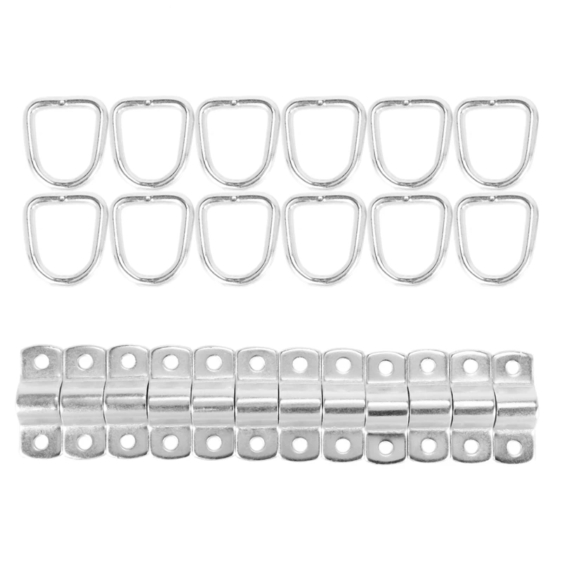 

12 Pack D-Ring Tie Downs, 1/4 Inch D-Rings Anchor Lashing Ring For Loads On Trailers Trucks Rv Campers Vans Atv Suv Boats Heavy