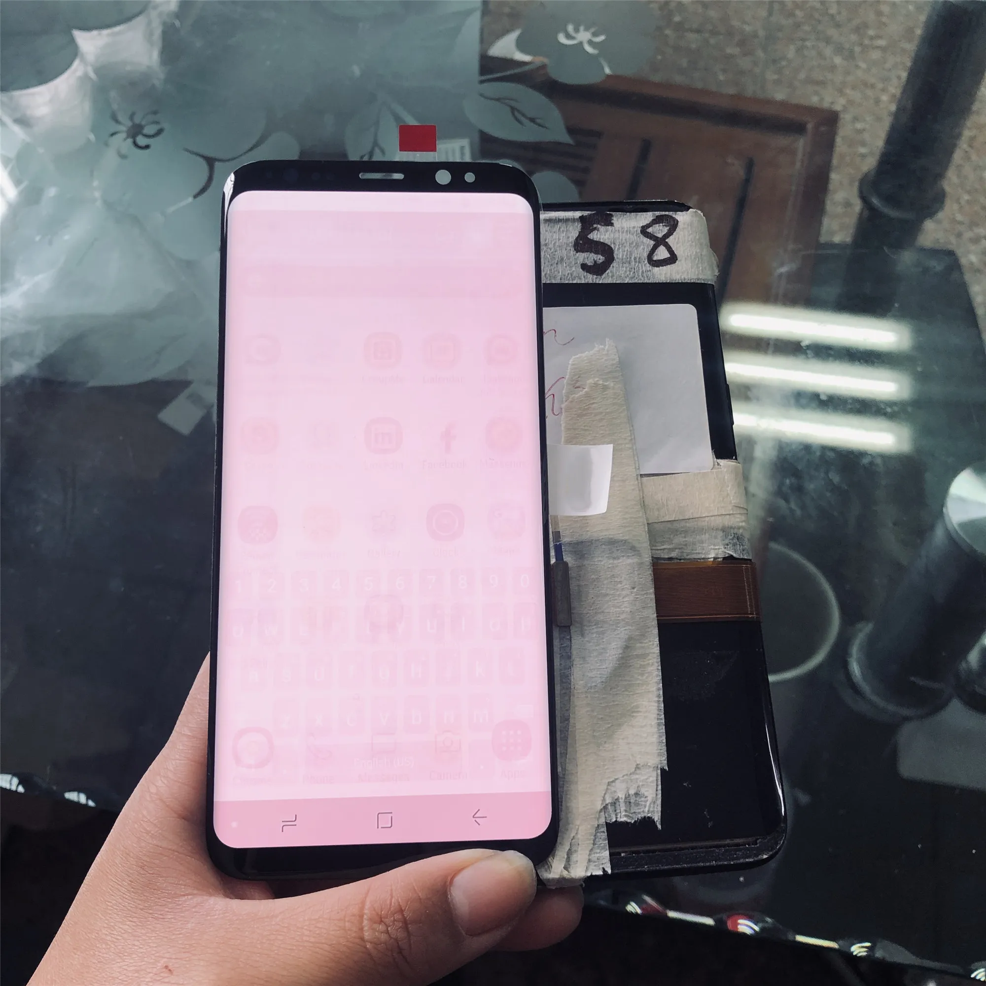 Большой ожога-тени супер AMOLED LCD для Samsung Galaxy S8 G950 G950F сенсорный экран дигитайзер