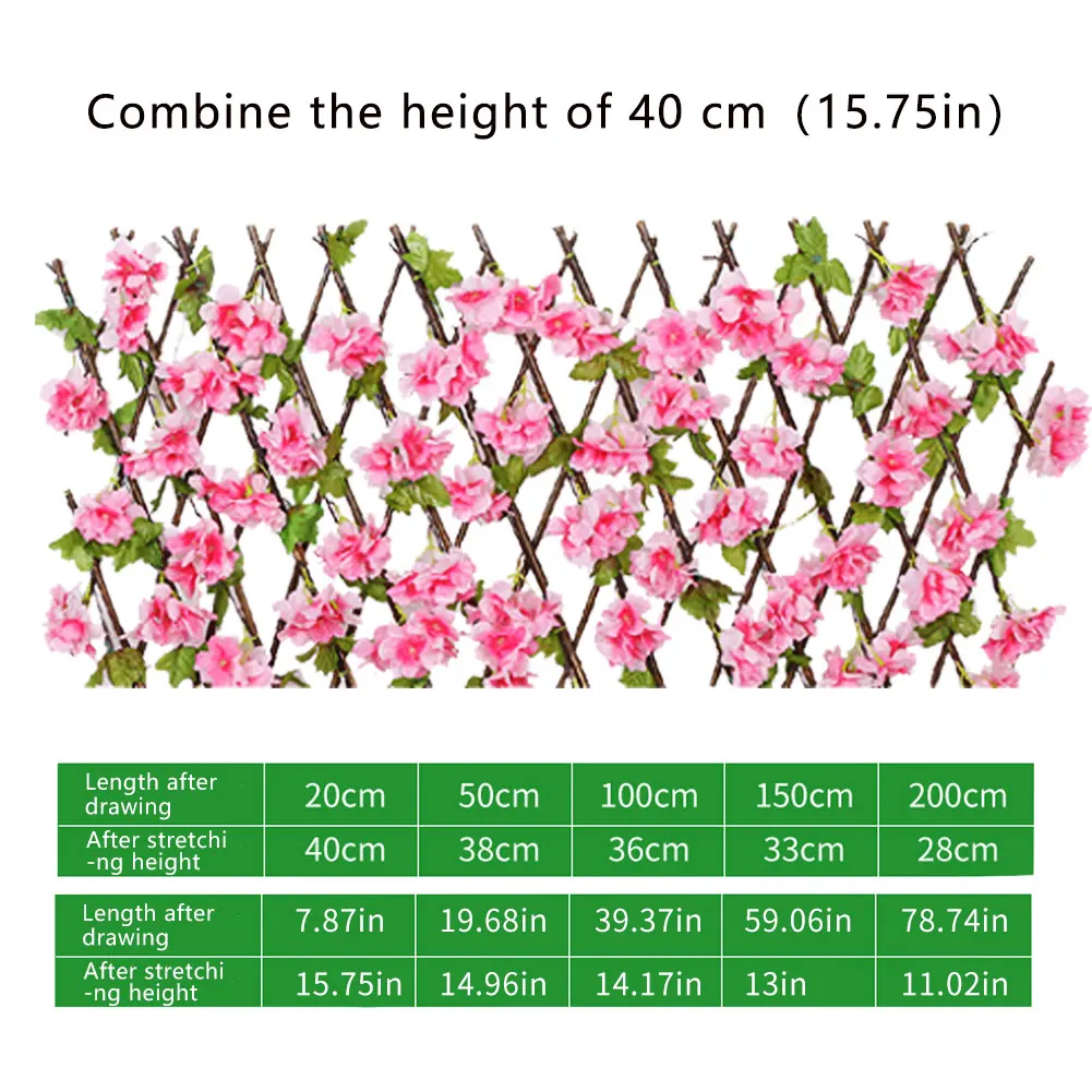 

Retractable Trellis Fence Artificial Rose Leaf Garden Fence Trellis Decoration Expanding Wooden Fence Balcony Garden Fence Panel