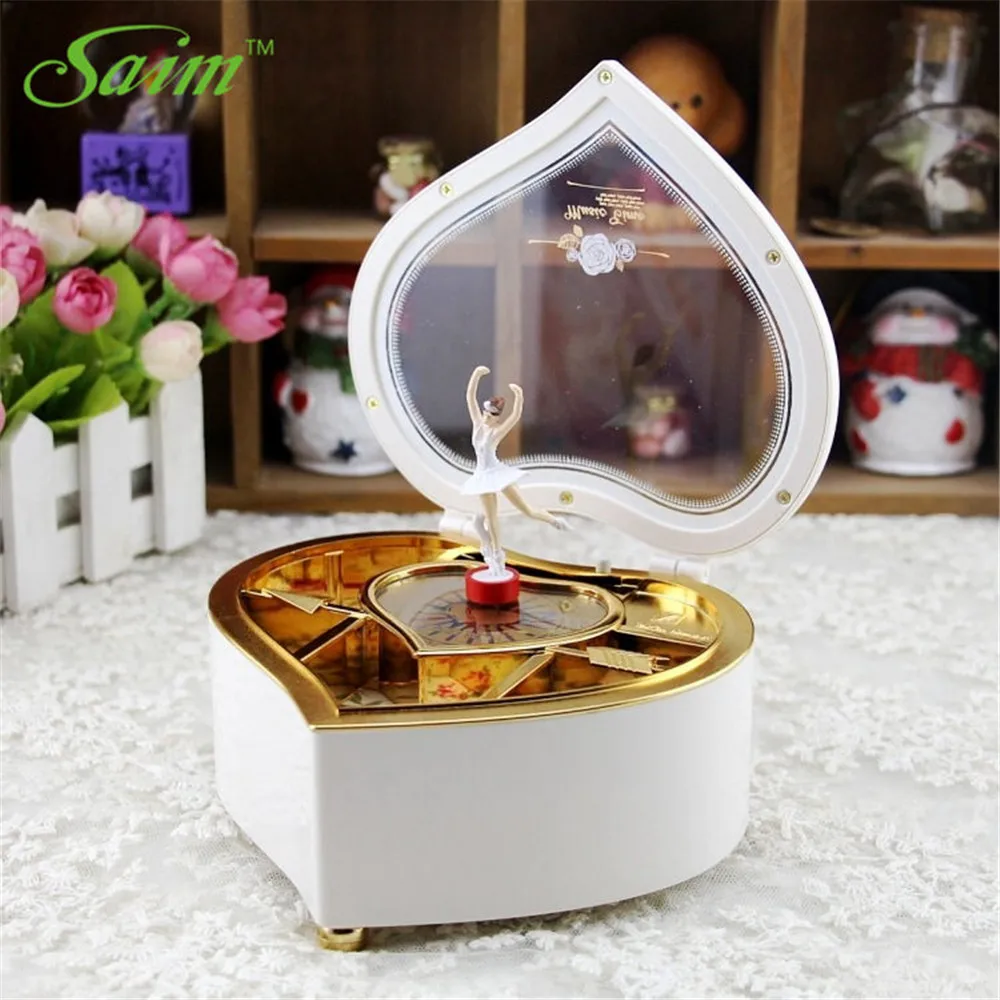Музыкальная шкатулка Saim в форме сердца вращающаяся музыкальная для хранения