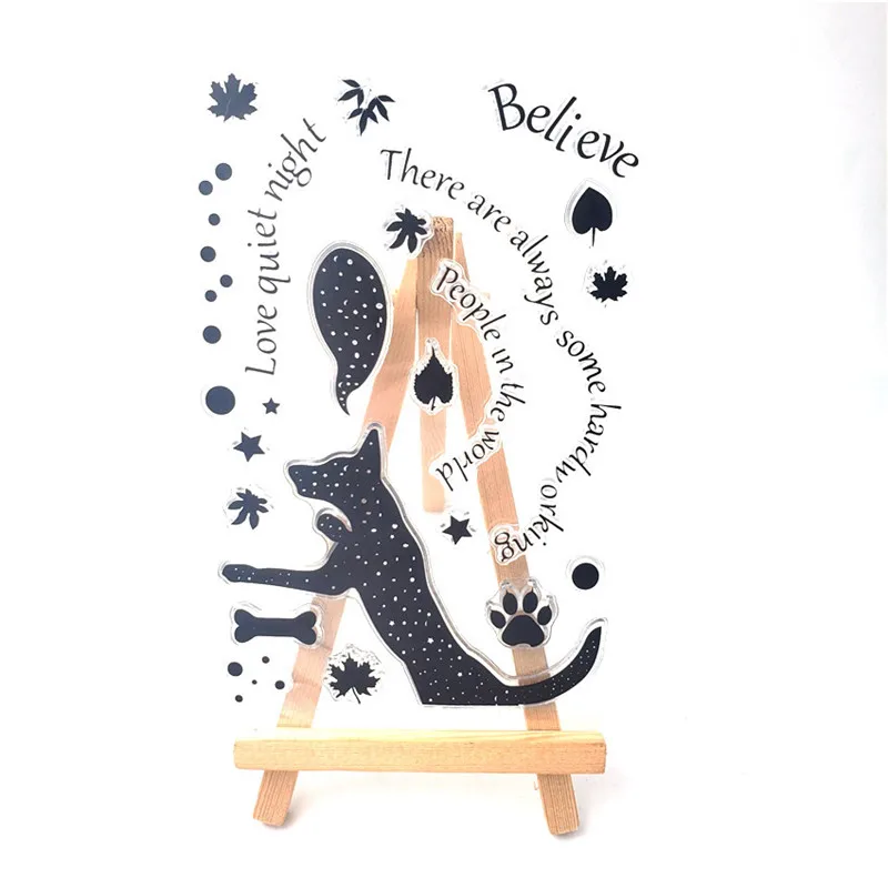 

Clear Stamp Transparent For Scrapbooking DIY Silhouette Dog Text Silicone Seal Card Handmade Kid Funny