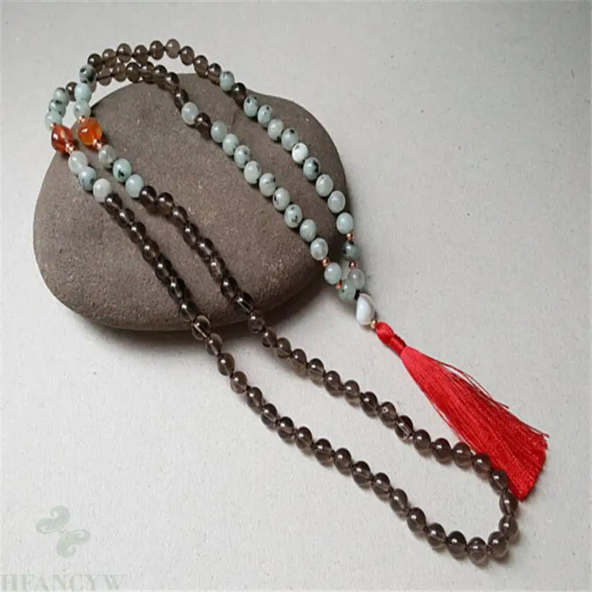 

8mm Alabaster citrine Gemstone 108 Beads Tassel Mala necklace Bless Wristband Buddhism Lucky spirituality natural cuff yoga