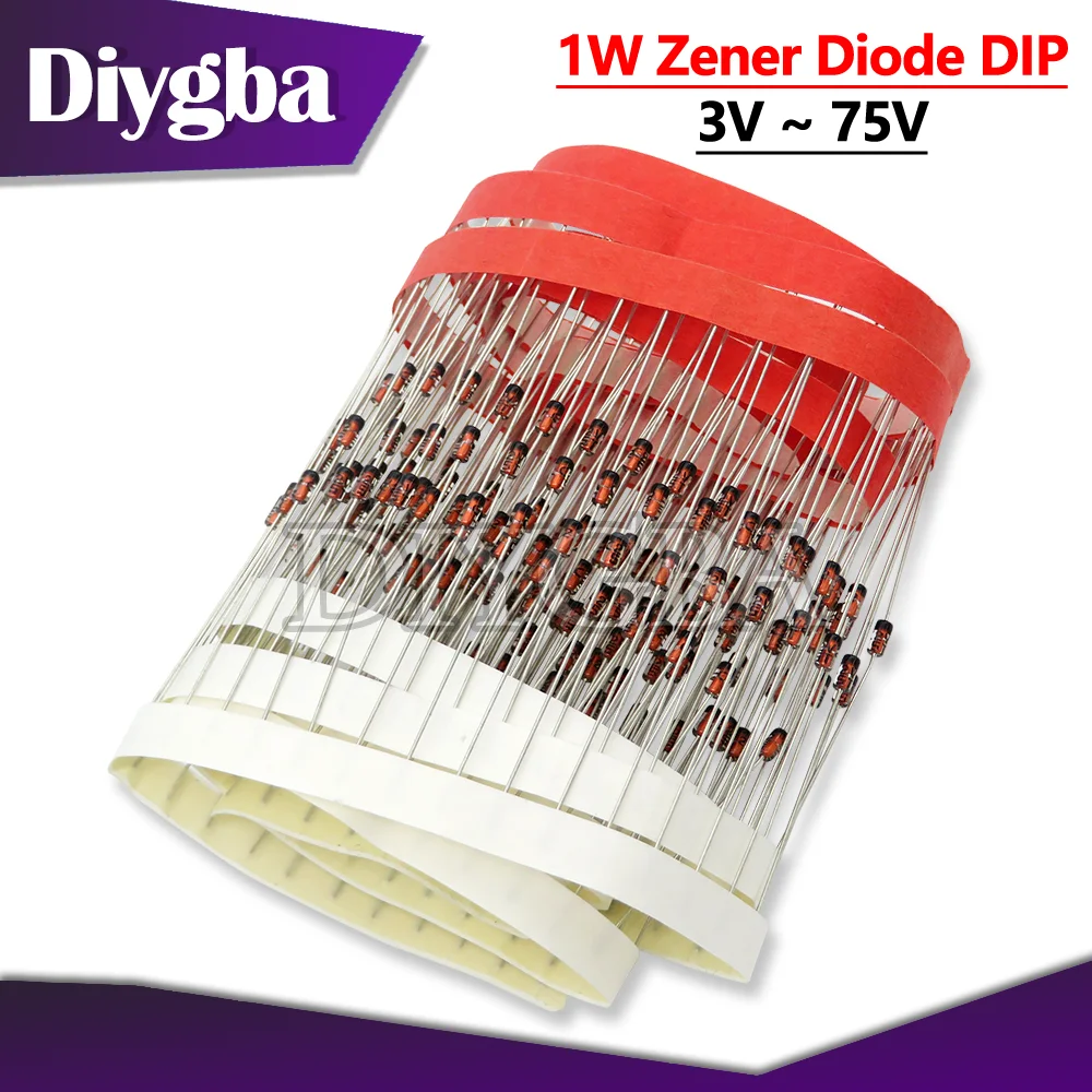 100PCS/lot 1W Zener diode DO-41 3V 3V3 3V6 3V9 4V3 4V7 5V1 5V6 6V2 6V8 7V5 8V2 9V1 10V 11V 12V 13V 15V 1N4733A 1N4742A 1N4728A