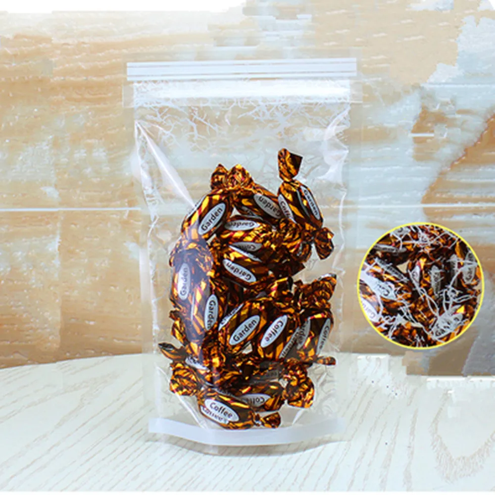 

1000Pcs Snowflake Printing Clear Plastic Stand Up Package Bag Zip Lock Doypack Pouches Recyclable Zipper Snacks Storage Bag