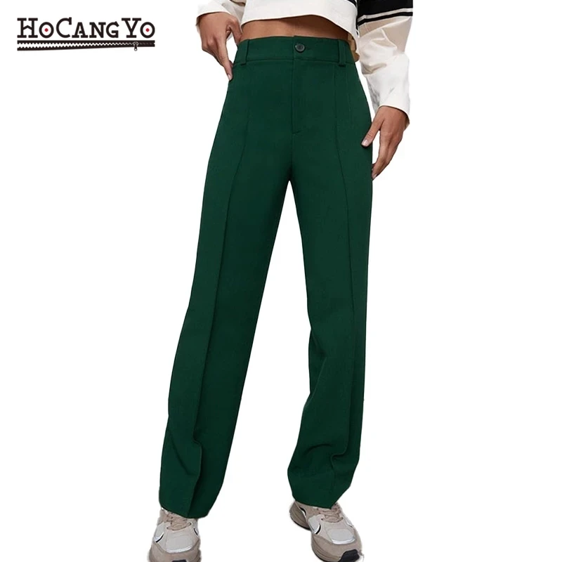 

Fall new Western style Women Pant Traf Casual High Waist Chic Office Ladies Female Elegant Beige Straight Suit Pants Trousers