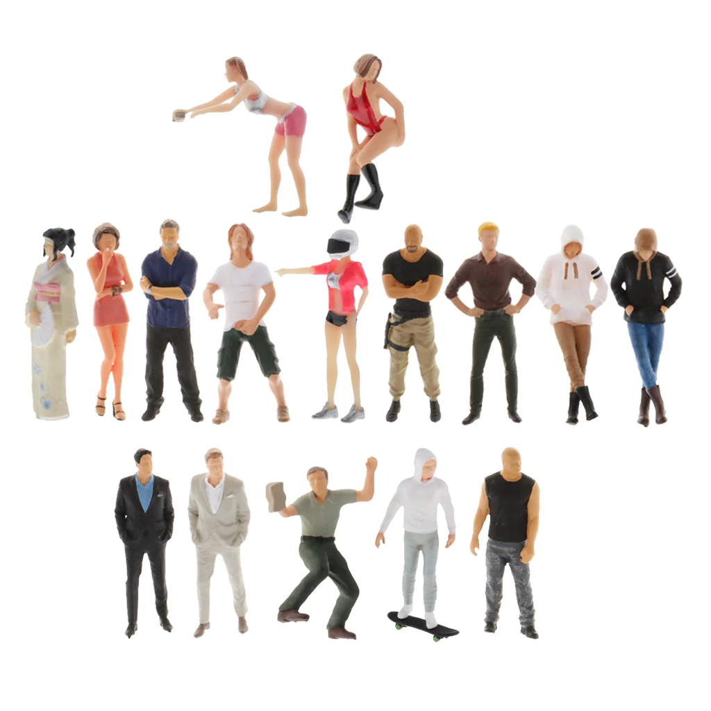 

16x 1:64 Miniature PVC People Sand Table Building For Toy Decor