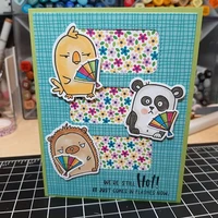 hedgehog and panda metal cutting dies coordinating stamp for scrapbooking craft die cut card making embossing stencil