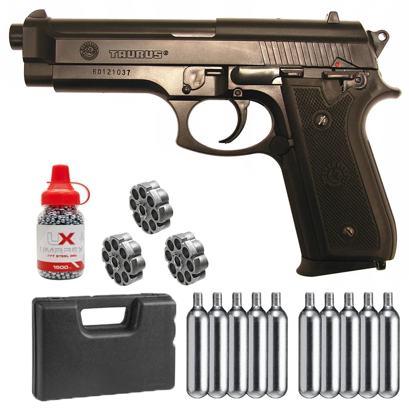 

Pistolet ASG Taurus PT 92 Metal Slide+Gun Bullet Converter+10X12 Co2 Tanks+1500Ct Steel Bbs Home Deco Metal Wall Sign Vintage