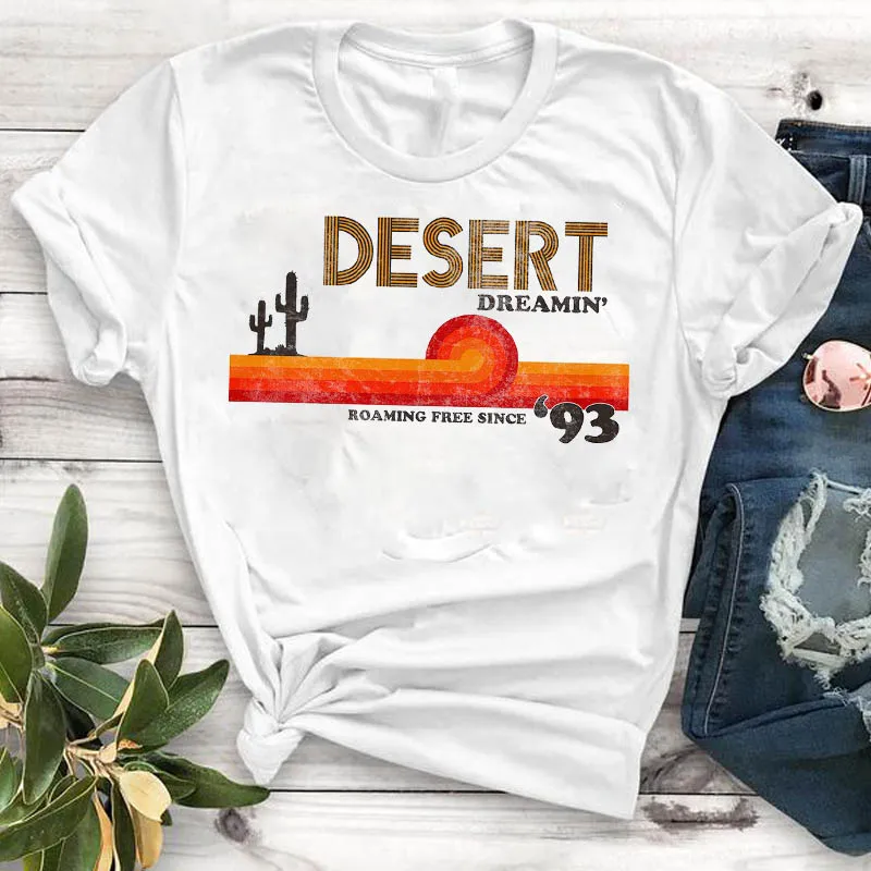 Футболка женская в полоску Повседневная рубашка с принтом сквозь гору