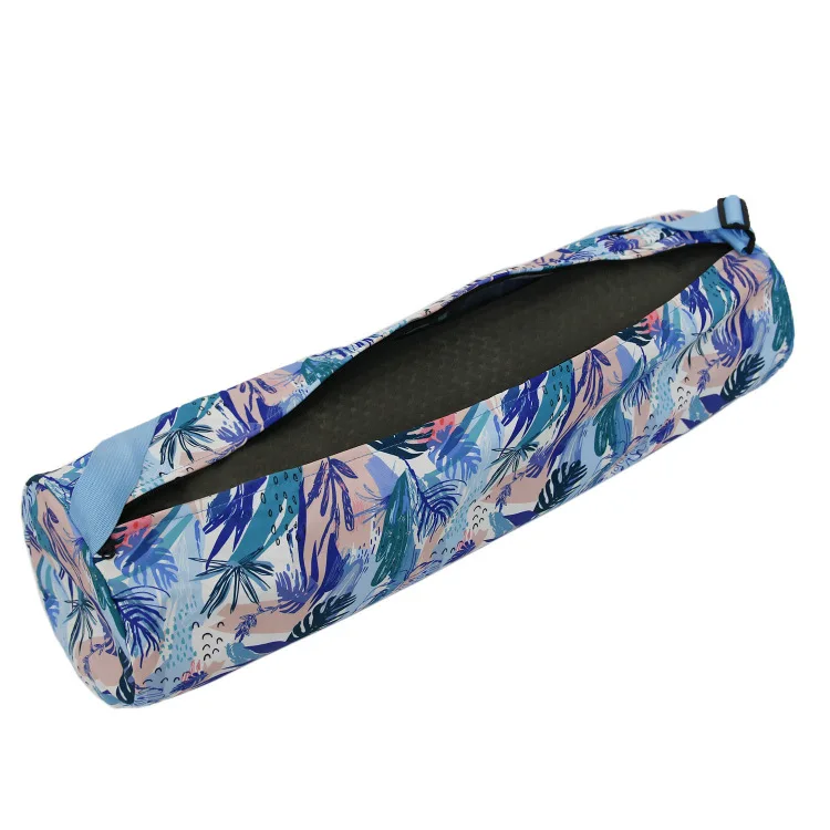 Waterproof Fashion Printed Canvas Cylinder Fitness Yoga Bag Shoulder Yoga Mat Storage Bag