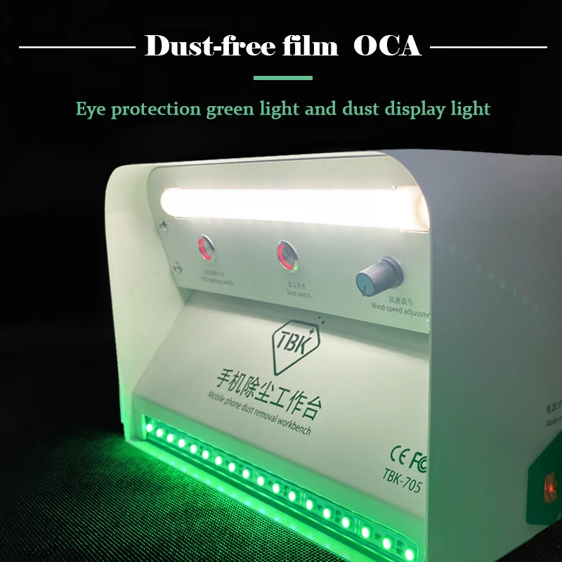 mini desktop mobile phone dust removal workbench tbk 705 dust free clean room cleaner for mobile phone lcd repair with blue lamp free global shipping