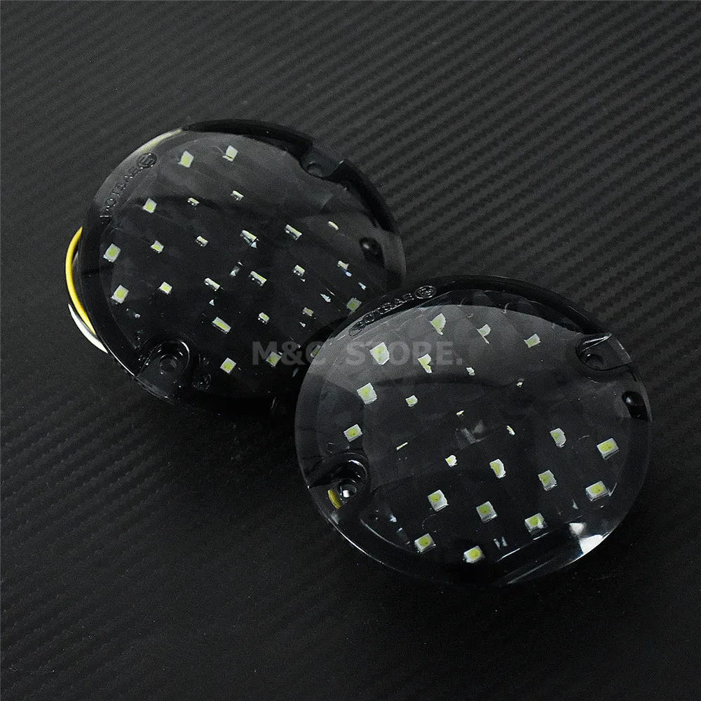 1157 LED Turn Signal Inserts 3-1/4 Flat Somked lens Yellow White Flasher Lamp For Harley Touring Road King Trike Electra Softail |