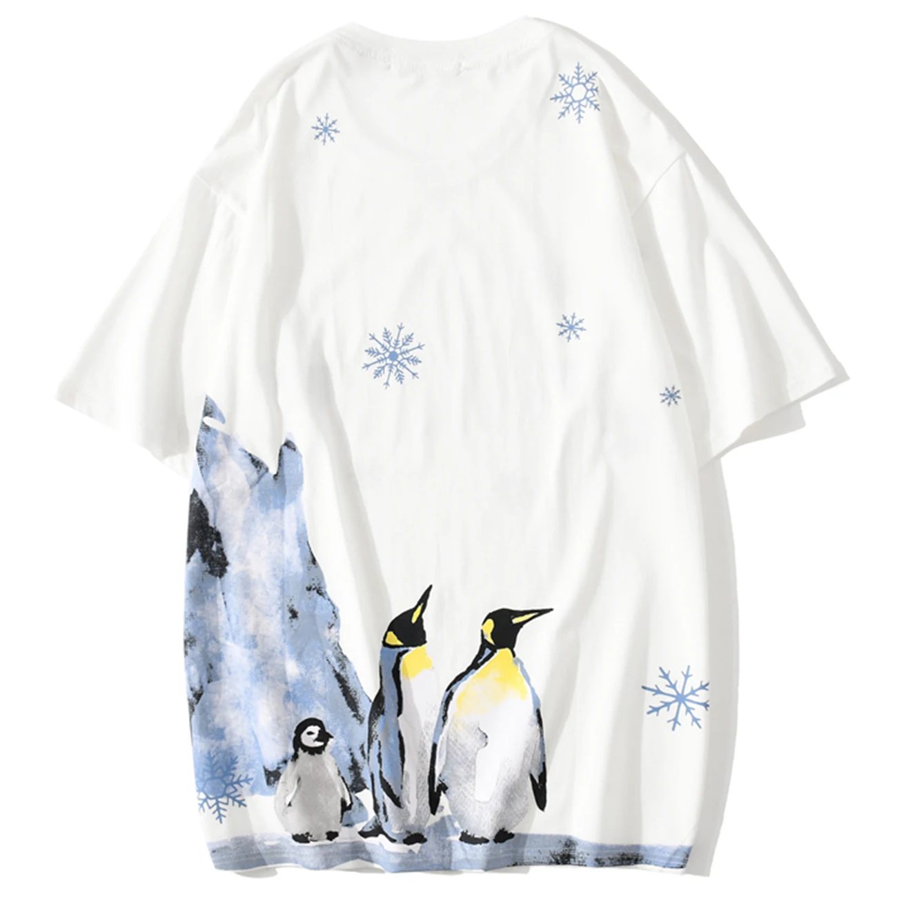 Футболка мужская с принтом пингвина и снежинки уличная одежда в стиле Харадзюку