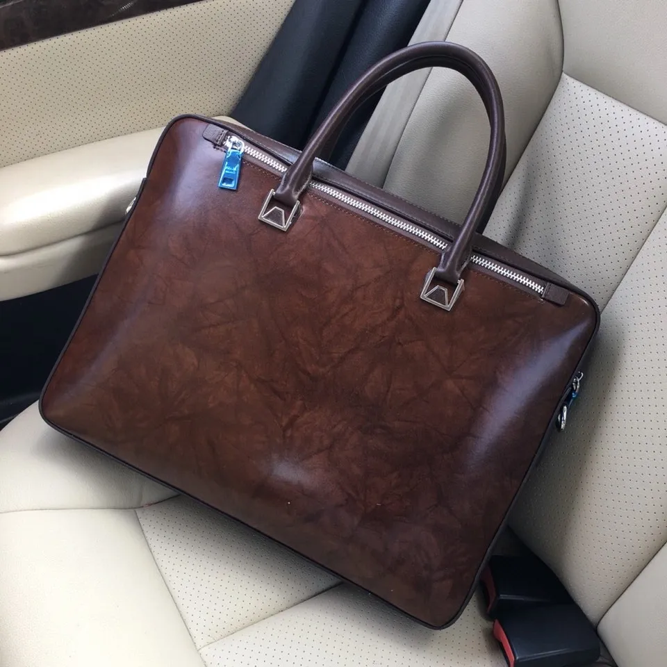 

2021 new leather large capacity computer bag fashion briefcase men's handbag