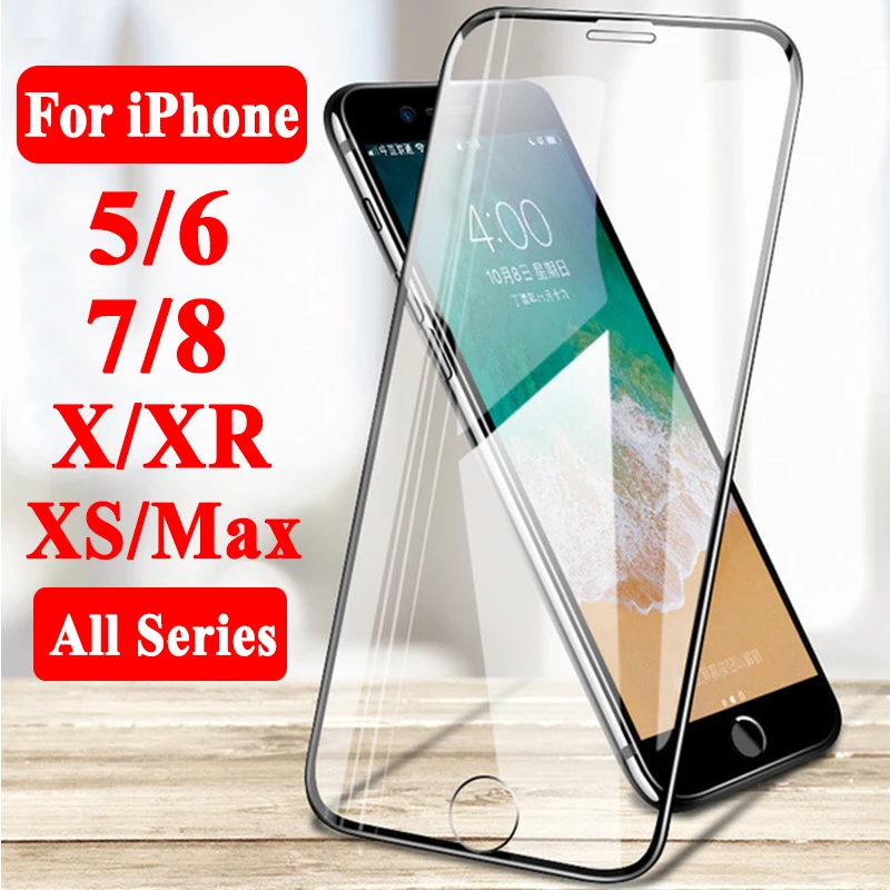 Стекло для iPhone X закаленное стекло Aifon XS Max XR i Phone 5 6 7 8 6s Plus Защитная пленка экрана