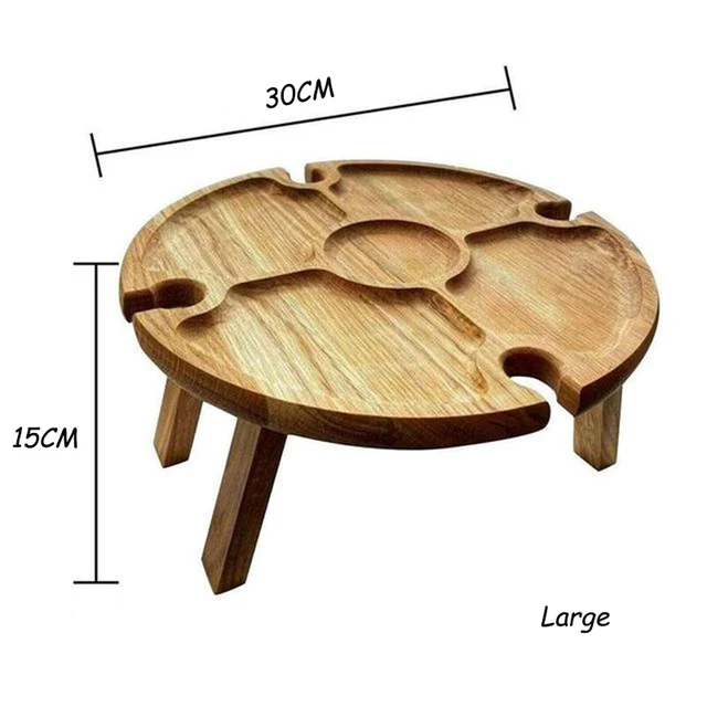 

Portable Beach Table Outdoor Folding Small Wine Desk 2 In 1 Wooden Picnic Food Table Drink Wine Glasses Holder Picnic Board