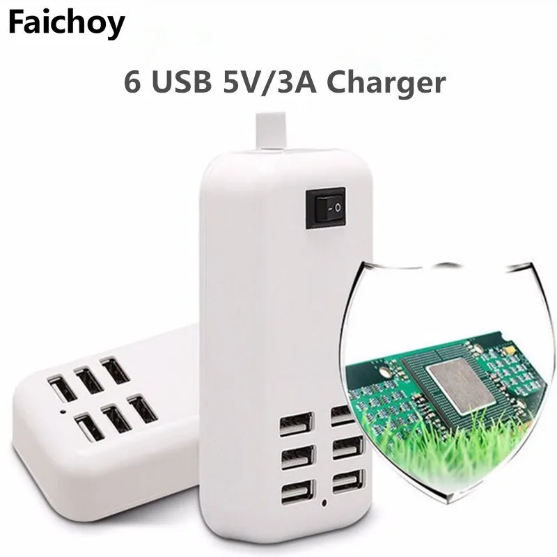 6 USB зарядное устройство EU/US Plug 6 usb портов несколько настенных 20 Вт 3A 1,5 м смарт-адаптер для мобильного телефона планшета зарядное устройство для iPhone iPad