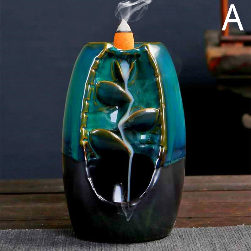 

Backflow Censer Smoking Flow Ceramic Incense Holder Decoration for Home Office xilf