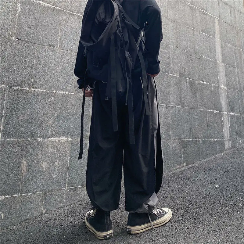 

Autumn Straight Pants Men's Fashion Hit Color Casual Men Streetwear Wild Loose Hip-hop Fake Two-piece Trousers Mens M-XL