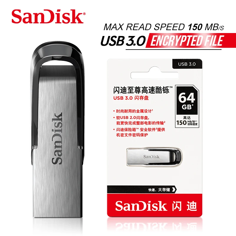 

SanDisk CZ73 Ultra Flair USB 3.0 Flash Drive 256GB 128GB 64GB 32GB Metal Pen Drive 16GB Memory Stick Storage U Disk Original