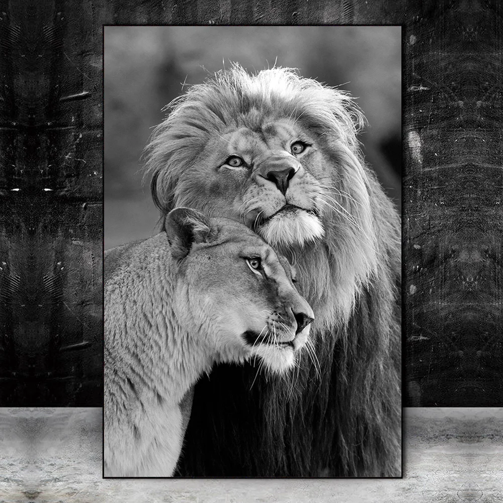 

Animals Canvas Poster Black and White Lion Tiger Wall Art Picture Print and Painting for Bedroom Home Decor