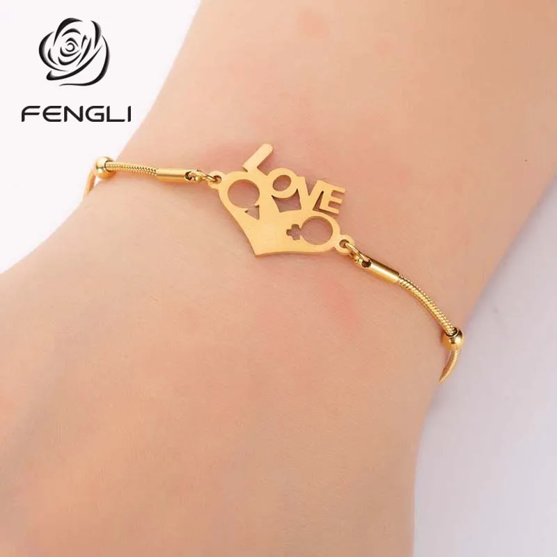 Женские и мужские браслеты FENGLI из нержавеющей стали с сердечками для влюбленных |