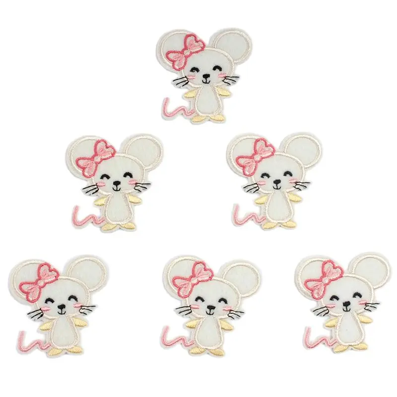 

10pcs Cartoon Mouse Patches DIY Iron On Cute Animal Stickers Handmade Jeans Coats Pants Backpacks Dress Fabric Appliques Badge