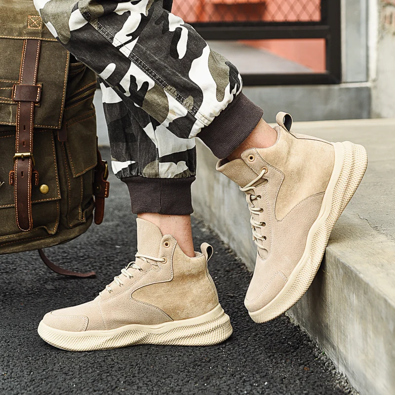 Зимние мужские высокие кожаные ботинки новая крутая весенняя обувь удобные