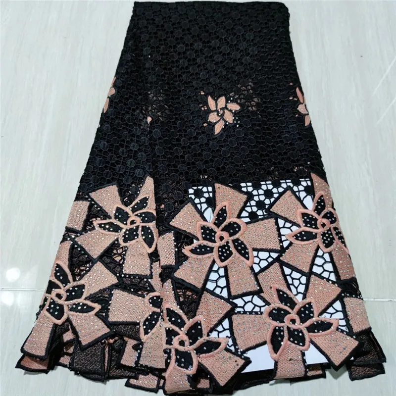 

beautiful stones water soluble lace fabric 5yards african guipure lace fabric with stones for clothes sewing YAYUE11215