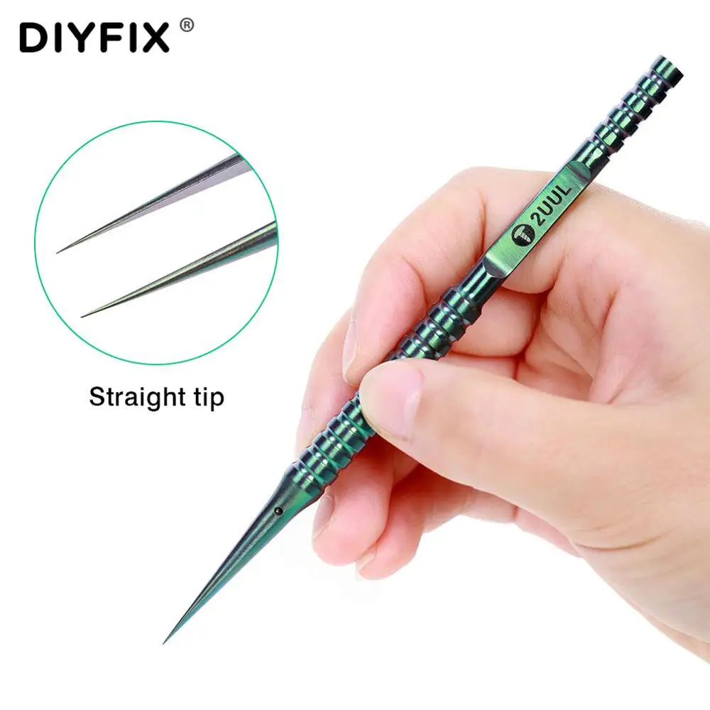 Пинцет DIYFIX 2UUL изогнутый прямой из титанового сплава для прецизионной