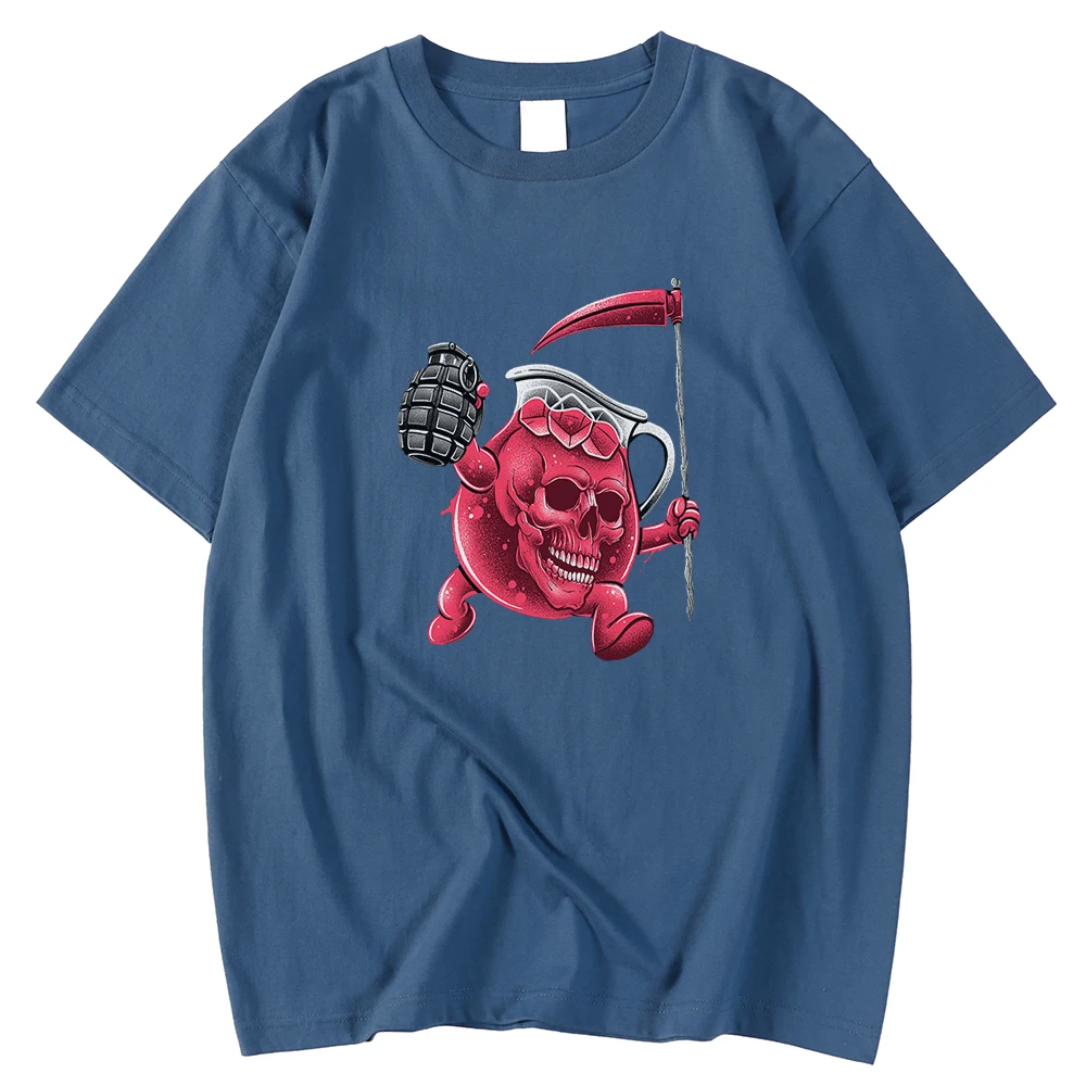 

Men Casual Short Sleeve T-Shirt Fashion Comfortable T-Shirt Death Drink Print Tees Oversized Breathable Tees