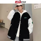 Мужская винтажная бейсбольная куртка LAPPSTER Y2k в стиле пэчворк, 2021, Мужская зеркальная ветровка, мужские куртки в стиле хип-хоп