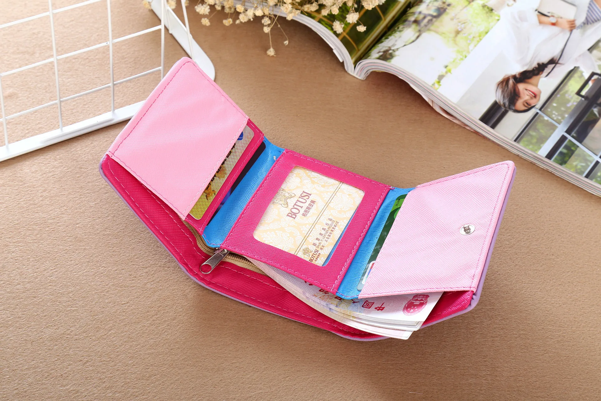 

Shopping Girl Fashion Kawaii Card Holder Wallet for teenager Girls Pink Leather 2021 Summer Carteras De Mujer De Hombro Marcas