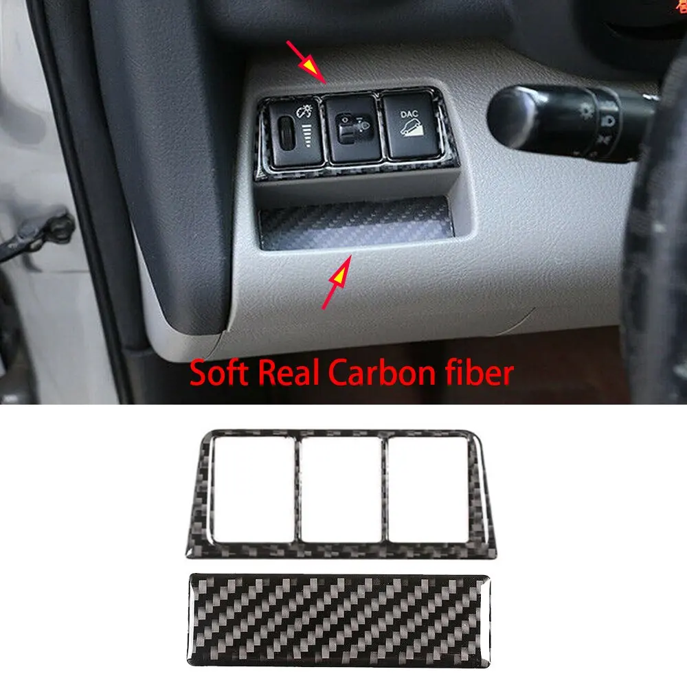 

2*Carbon Fiber Headlight Switch + Card Box Pad Mat Cover For Toyota RAV4 2006-2012